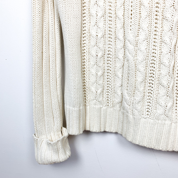 One on One Off-White Long Sleeve Cable Knit Sweater - Picture 11 of 11